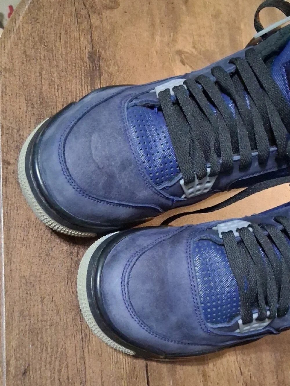 Jordan Men's Navy and Orange Suede High-Top Sneakers